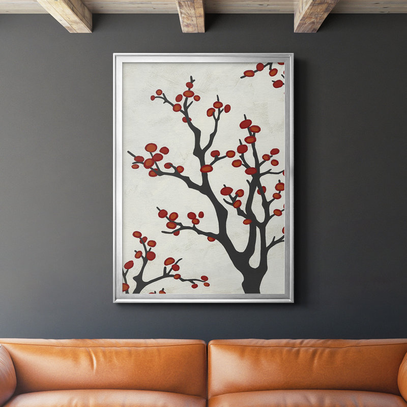 " Red Berry Branch II ", Silver, 36.5" H x 26.5" W