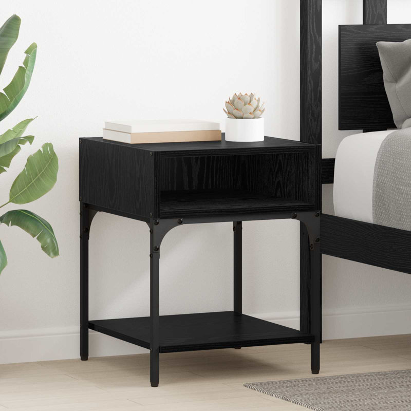 40cm W Manufactured Wood Bedside Table, Black Oak