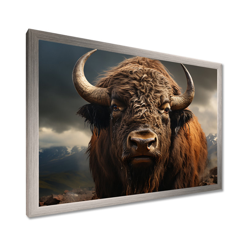Buffalo Portrait, reproduction d'art sur toile, Argent, H 24 po x l 32 po x P 1 po