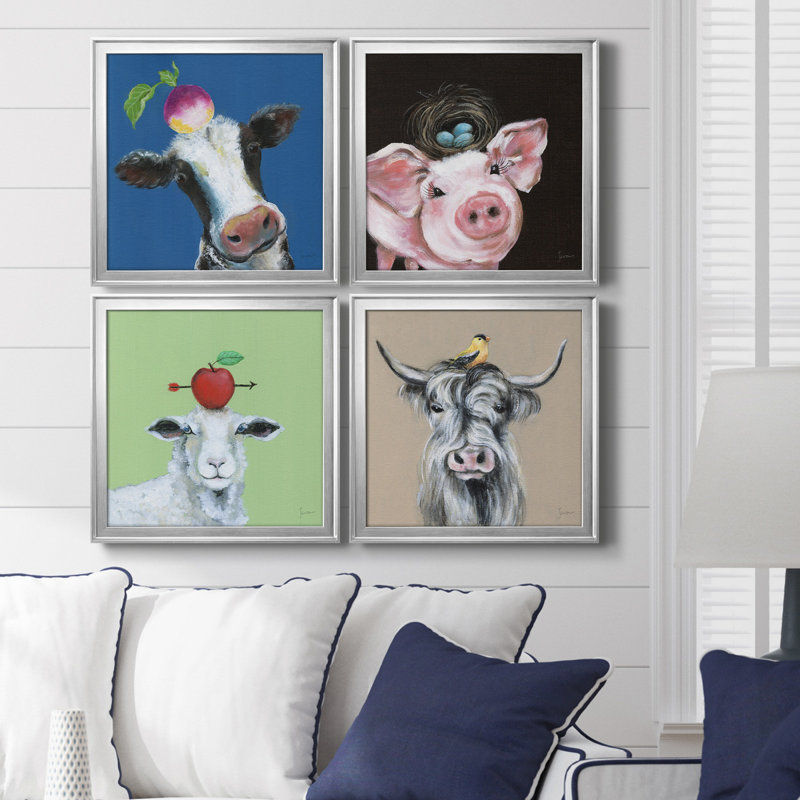 «Playful Nature», ensemble de 4 cadres photo sur toile, H 22,5 po x l 90 po x P 1,5 po, Argent