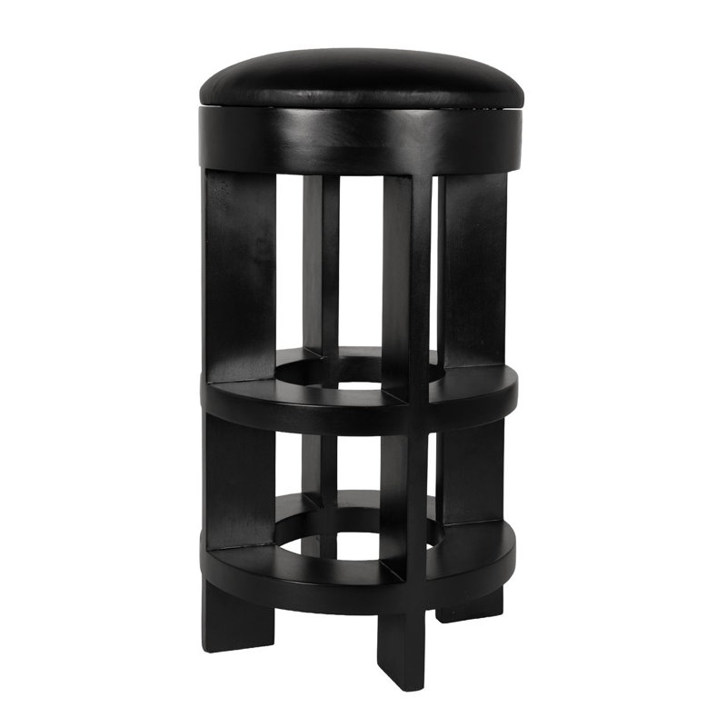 Berlin Upholstered Stool with Solid Wood Frame, Bar Stool