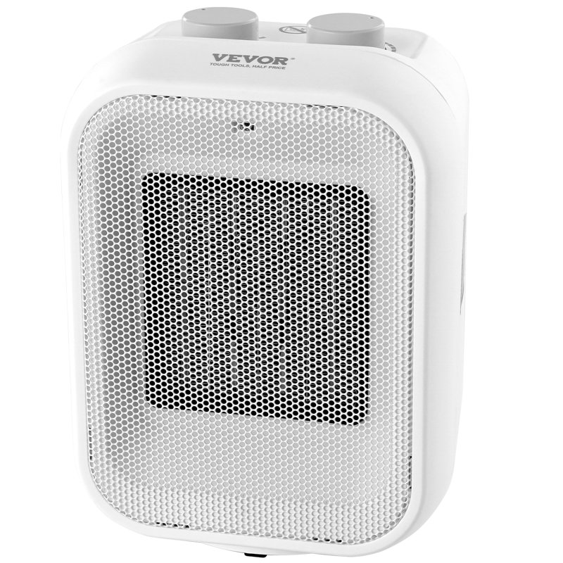Compact White Ceramic Electric Space Heater with Thermostat