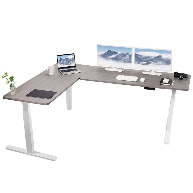 Bureau en coin électrique 83 "x 60", Gris foncé / Blanc