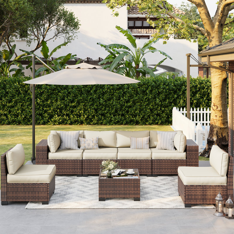 14-Piece Outdoor 3.5'' Replaceable Cushion Set Seat/Back Cushions Weather-Resistant Patio Conversation Seating Cushions For Backyard/Deck（Cushions Only without Sofa）