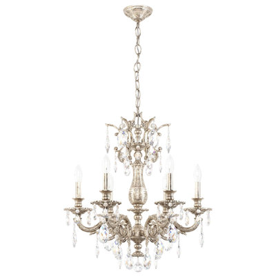 Milano 6 Light 24in x 26.5in Chandelier in Etruscan Gold with Clear Radiance Crystals
