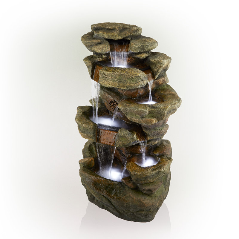 Outdoor Weather Resistant Floor Fountain with Light