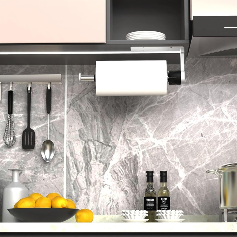 Kitchen Roll Holder Under Cabinet, Silver