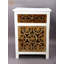 Table d'appoint 30 po en bois massif massif avec tiroir - Table de chevet florale sculptée à la main avec tablette ouverte pour le salon ou la chambre Boho