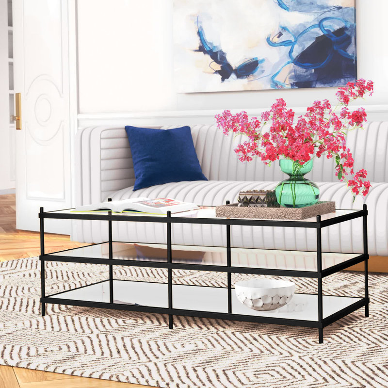 Emmanuelle Glass Top Coffee Table, Black