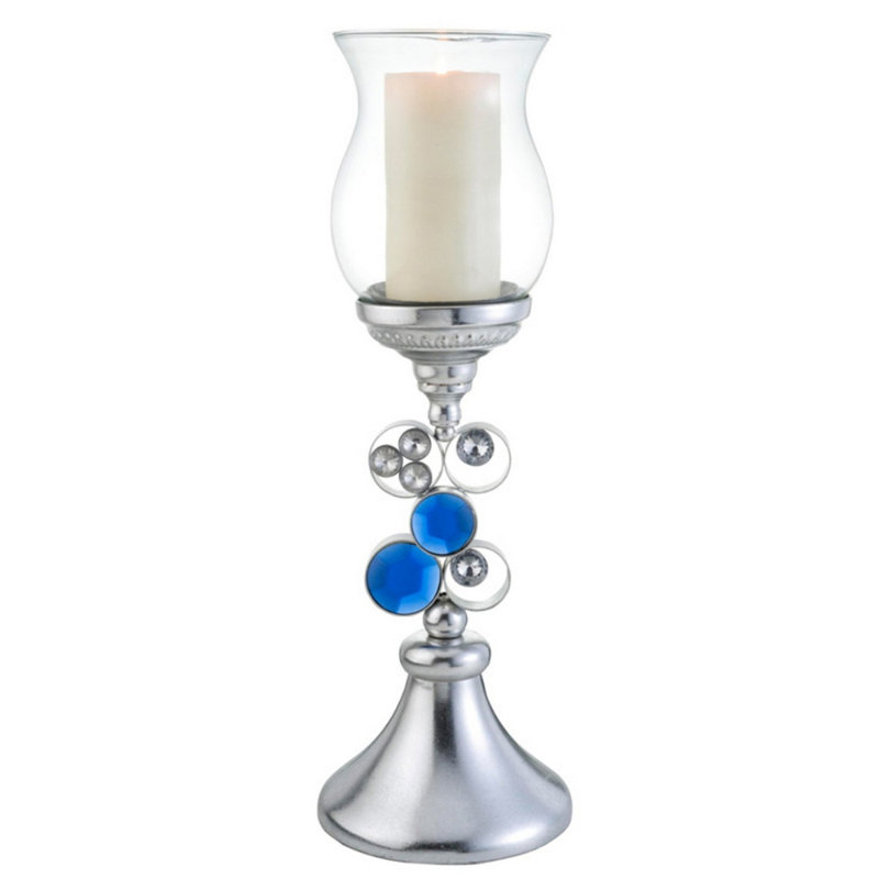 20.5" Tall Polyresin" Dazzle" Candleholder, Silver finish