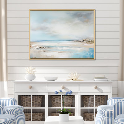 «Beige et bleu» de la plage, horizon minimaliste I - plage côtière, impressions sur toile