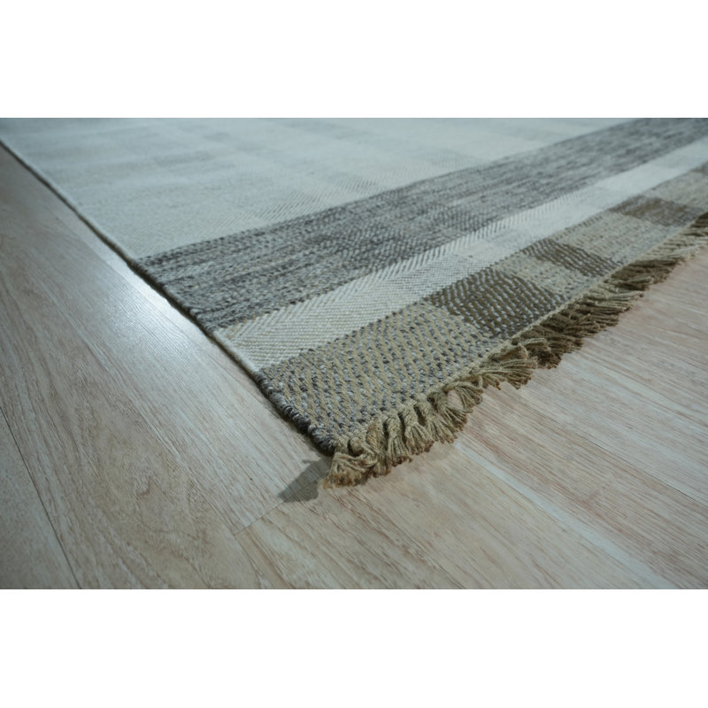 Tapis transitionnel contemporain en laine tissé à plat multicolore Mariabella, Rectangle de 5 pi x 8 pi