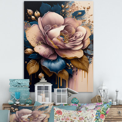 «Decadent Pink and Blue Roses I» - art mural rose
