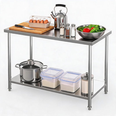 Stainless Steel Work Table 60x24 Inches - Heavy Duty Stainless Steel Food Prep Table for Kitchen, Restaurant and Grill