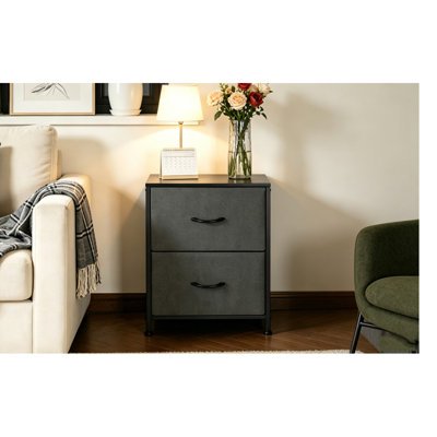 Modern Night Stand with 2 Fabric Drawers