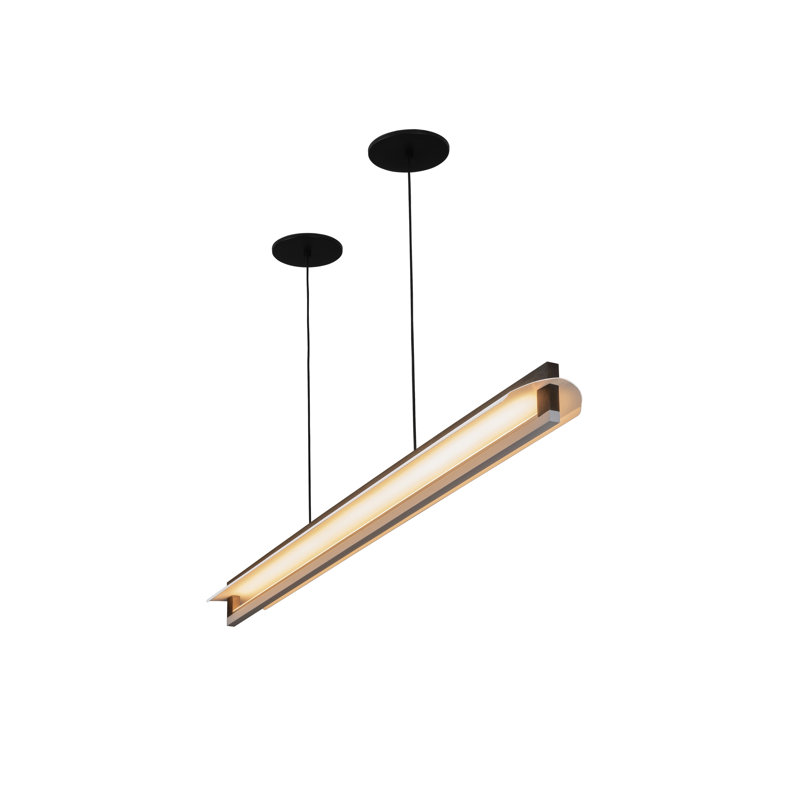 Nubis Linear Pendant - Dark Stained Walnut - Black Canopy - Split Canopy - Integrated LED - 4000K, 2700 K