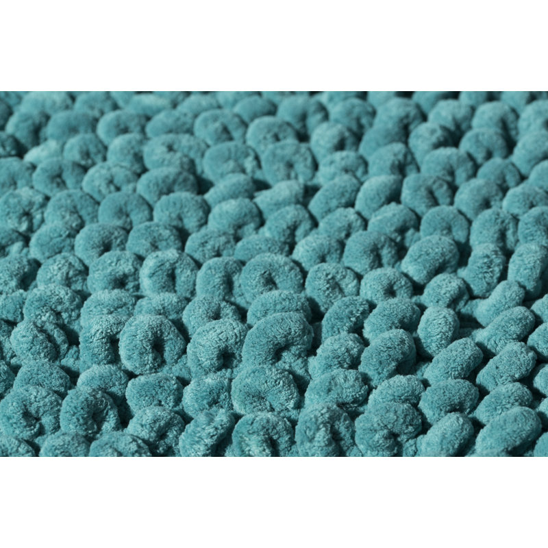 Super Soft Cushioned Rectangle Bath Mat with Slip-Resistant Backing, Aqua