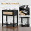 20''W Black 1-Drawer Nightstand with Storage Shelf, Modern Rattan End Table for Bedroom, Living Room-469401843