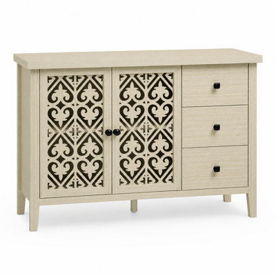 44.8" Wide Decorative Cutout Accent Cabinet with 2 Doors, 3 Drawers and Adjustable Shelf