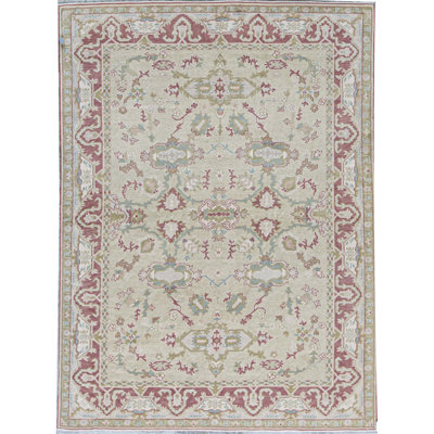 Wool Oriental Area Rug in Beige/Rust/Green