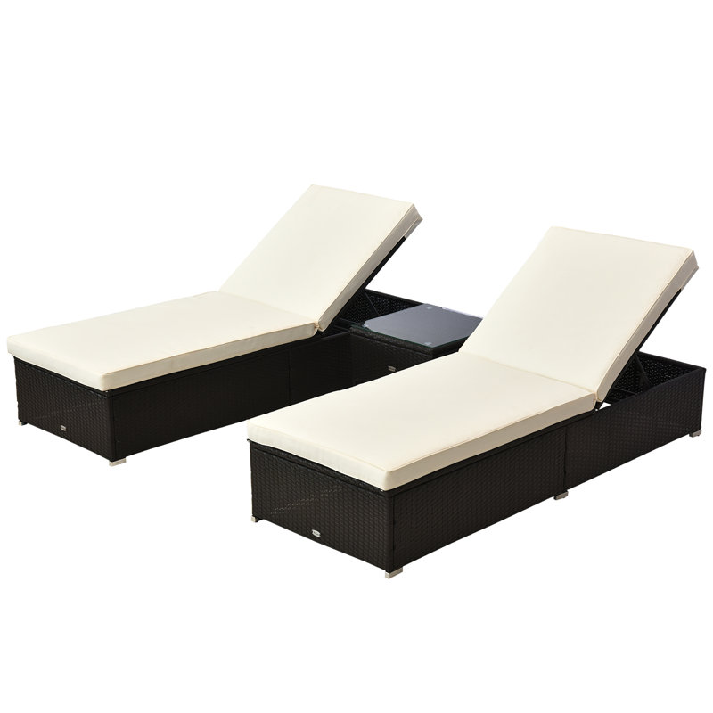 Amarii Outdoor Metal Chaise Lounge Set with Table , Cushion Included