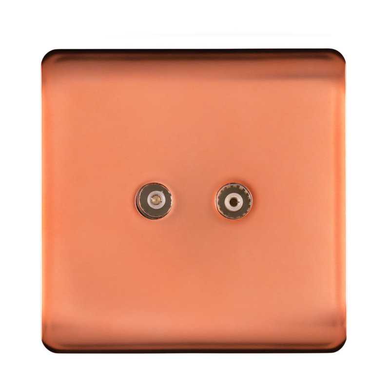 Trendi Switch 2 Gang Female Co-Axial Television Socket, Copper