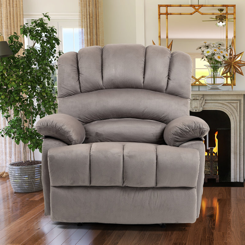 Chemika 40" Wide Oversize Upholstery Manual Recliner, Light Gray