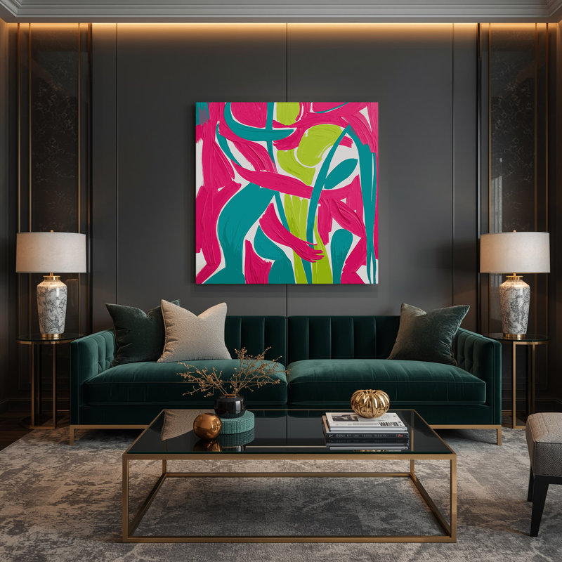 Abstrait art figuratif sur toile rouge 83, 12" H x 12" W