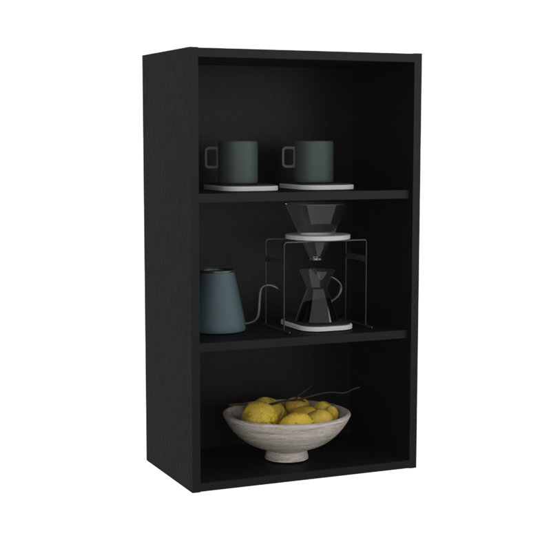 36" Wall Cabinet For Kitchen, Living Room - Black Construction Shelf In Garage, Bathroom, 36, Black