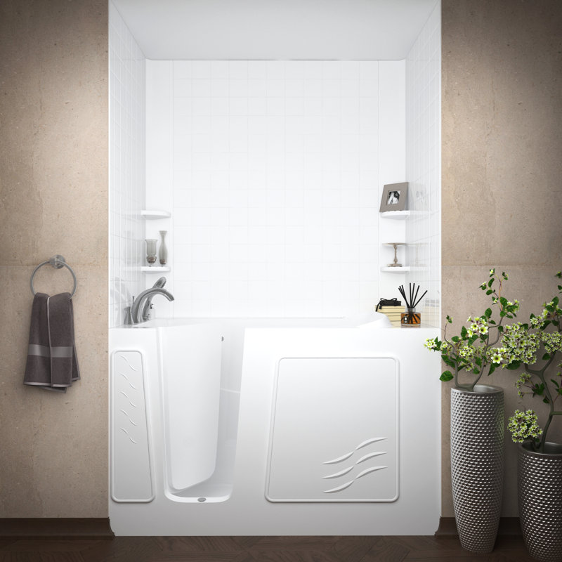 Tucson 60'' x 30'' Whirlpool Fiberglass Bathtub with Faucet, Left, White