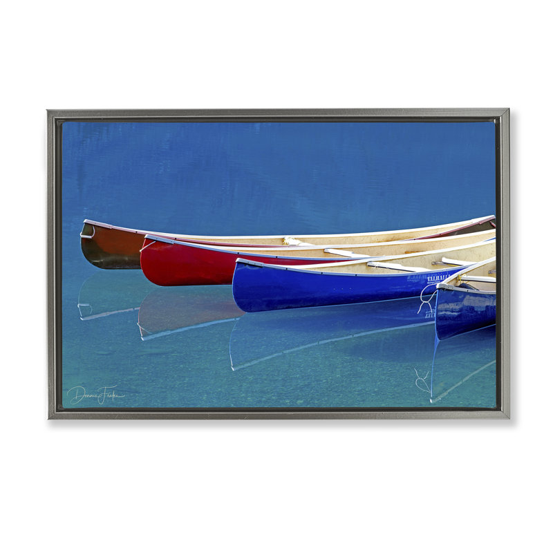 Toile flottante encadrée «Divers Canoe» par Dennis Frates, Cadre flottant gris lustré, H 21 po x l 31 po