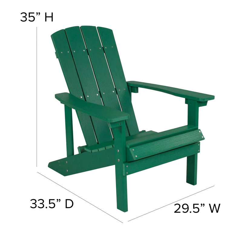 Green All-Weather Polystyrene Adirondack Chair with Wide Arms