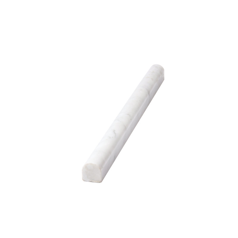 Bianco Carrara 0.75" x 12" Polished Marble Pencil Liner Tile Trim in White