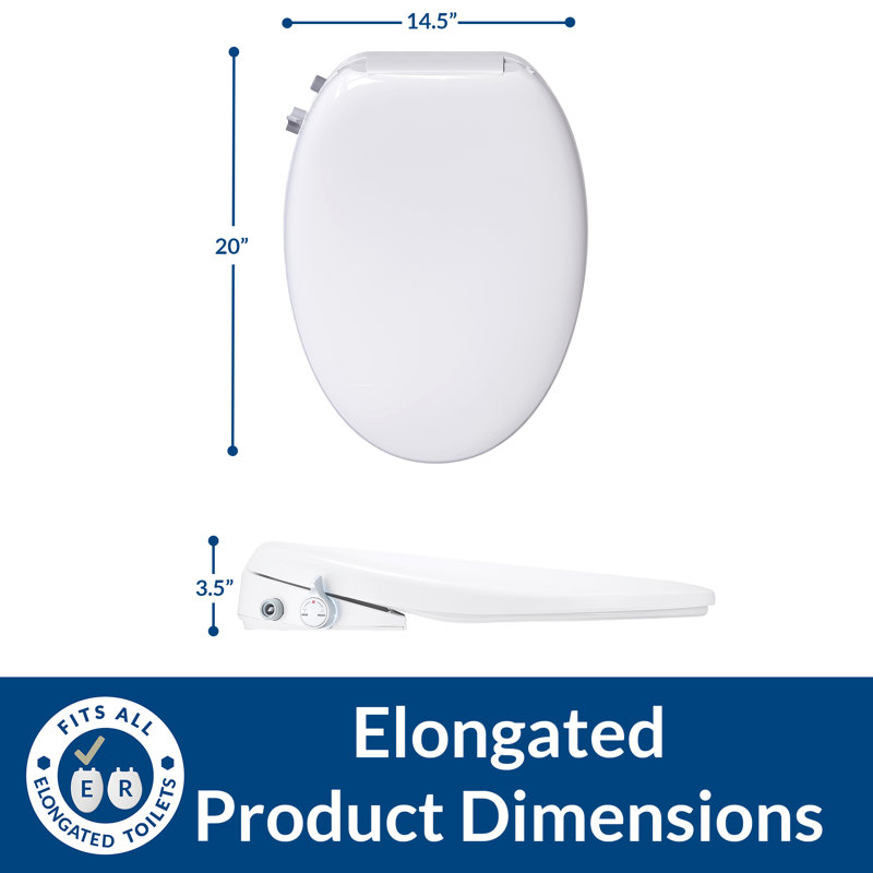 Bio Bidet Elongated Bidet Toilet Seat, Electric, Heated, with Water Pressure Control, 2 Towels BB500