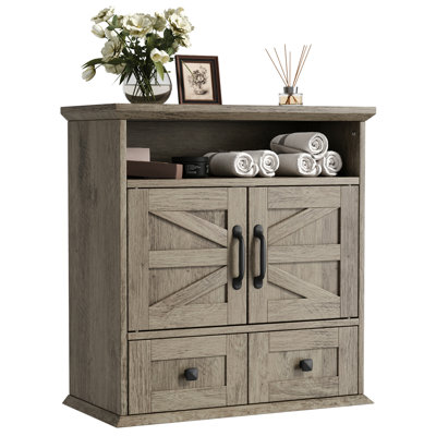 Bathroom Wall Cabinet, Farmhouse 23.6" Wide Medicine Cabinet With Drawer