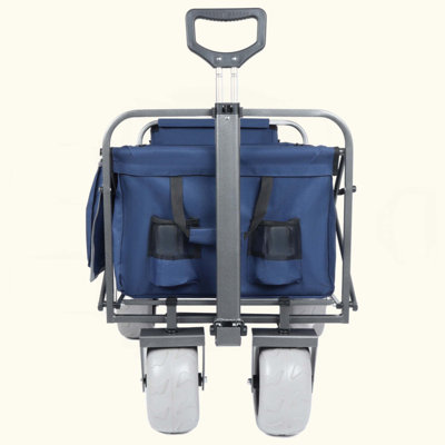 Beach Wagon With Big Wheels For Sand 500Lbs Capacity - Patented Design All Terrain Steel Frame Utility Cart With 9" Pneumatic Tires Collapsible Folding Design Strap With Multiuse Bag