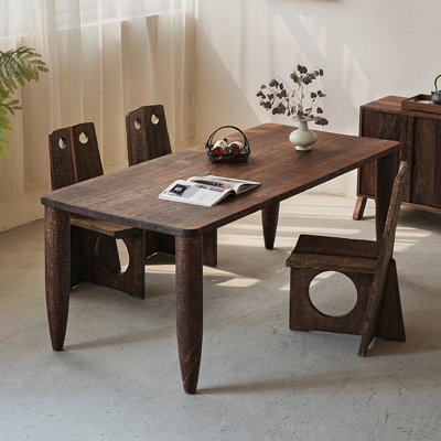Solid Wood Elm Wood brown Dining Table