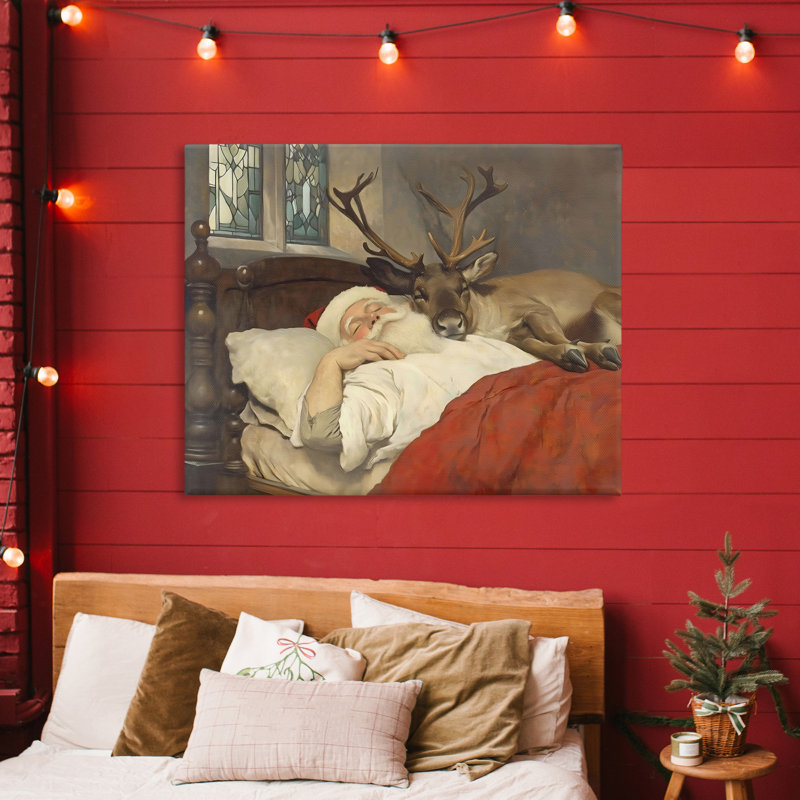 Toile Goodnight Santa & Reindeer, design par Arlington Prints, H 30 po x l 40 po