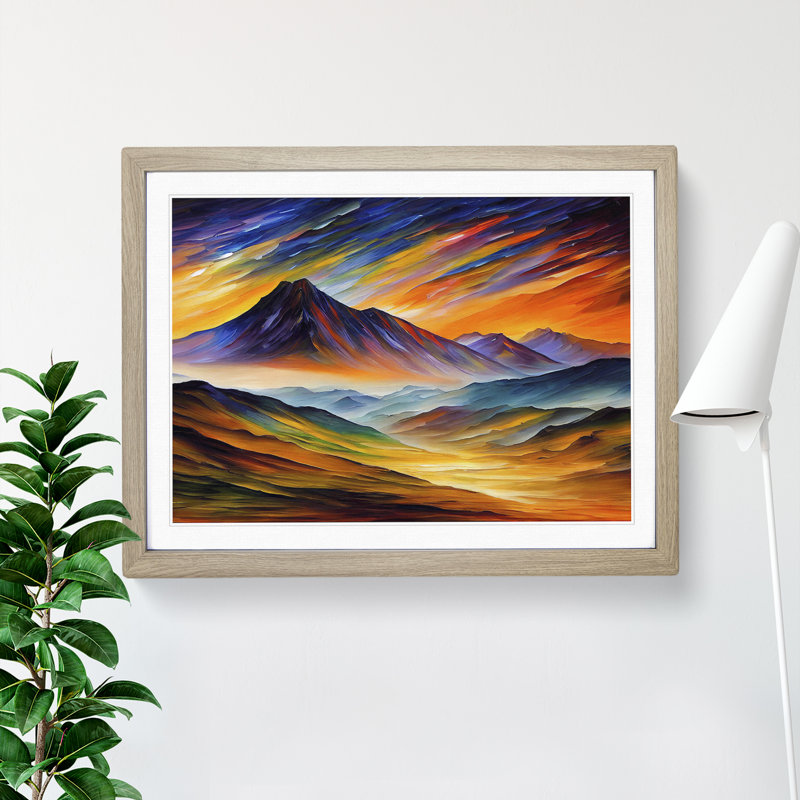 Mountains Scene Vol.4 Abstract - Framed Print, 34cm H x 46cm W x 2cm D, Oak Framed