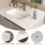 Comptoir de meuble-lavabo en marbre de 37 po, comptoir blanc avec 1 trou pré-percé, comptoir de salle de bain avec lavabo central encastré rectangulaire et dosseret de 4 po de hauteur