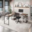 Bureau industriel en L avec tablettes de rangement, noyer