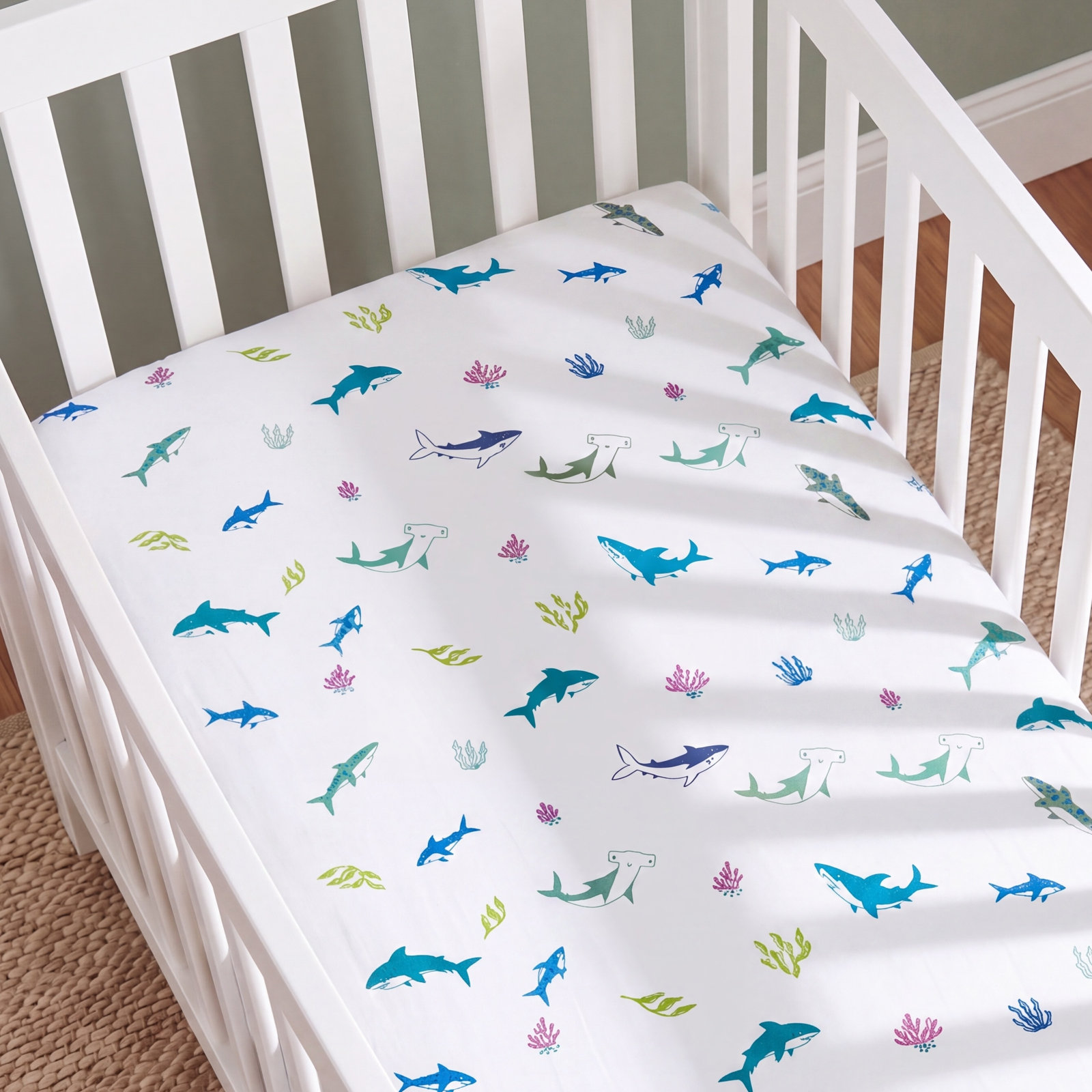Shark Attack Cotton Fitted Crib Sheet