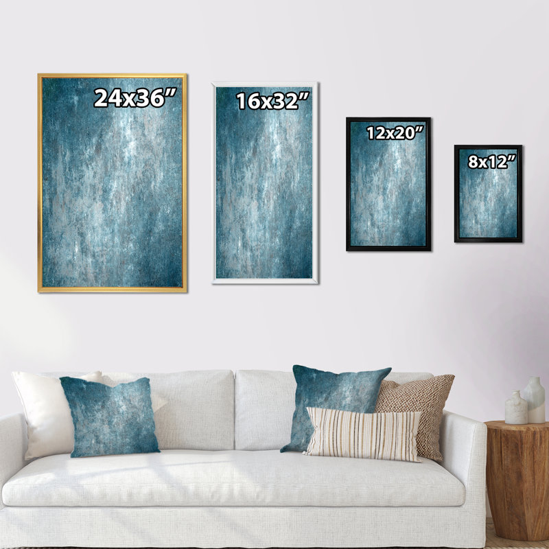 Art moderne gris et bleu II 2FL47792, H 36 po x l 24 po x P 1 po, Cadre noir