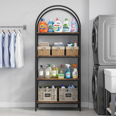 4-Tier / 5-Tier Bookshelf, Arched Bookcase Display Rack with Storage Shelves