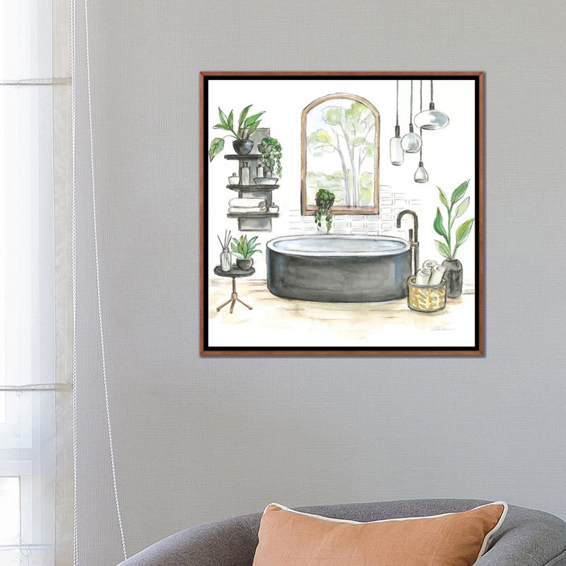 Baignoire noire I, H 26 po x l 26 po x P 1,5 po, Toile avec cadre en bois classique, Aucun mat