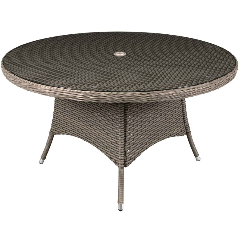 Damire Round Wicker Outdoor Dining Table With Umbrella Hole , cm W cm D, 74 cm H x 135 cm L x 135 cm D