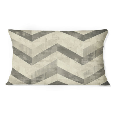 Coussin lombaire beige moderne à chevrons modernes III