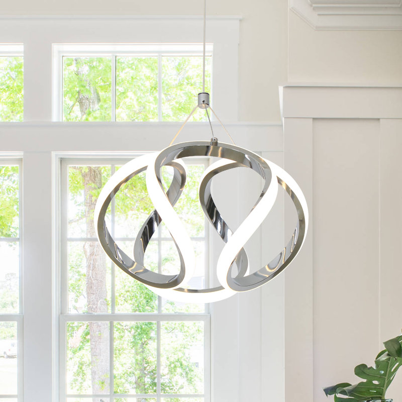 Christela 1 - Light LED Pendant, Polished Chrome, H 7" x W 9.8" x D 9.8", 12