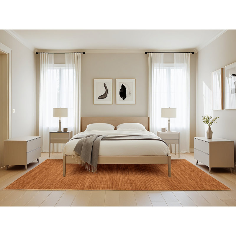 Tapis brun uni lavable à la machine, Rectangle de 5 pi x 8 pi