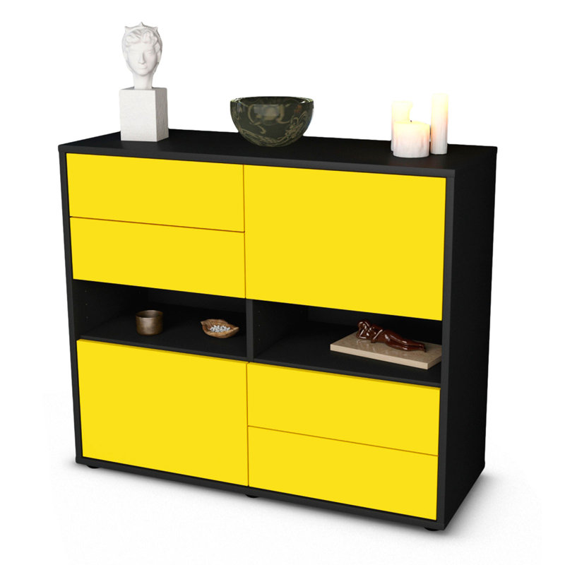 Prosper 92cm Sideboard, Charcoal/Yellow